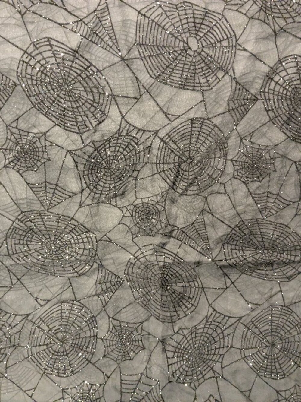 2 Pieces of Black Sparkly Spider Web Fabric